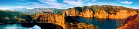 中国内蒙古呼和浩特清水河老牛湾全景图片