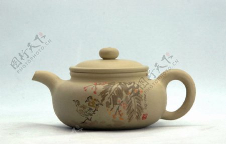 黄陶土茶壶图片