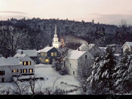 山村雪景图片