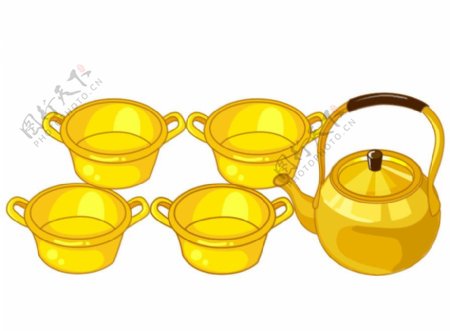 金色茶壶图片