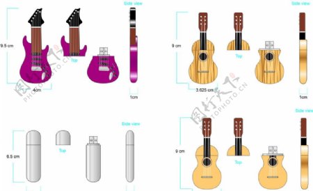 吉他USB矢量图图片
