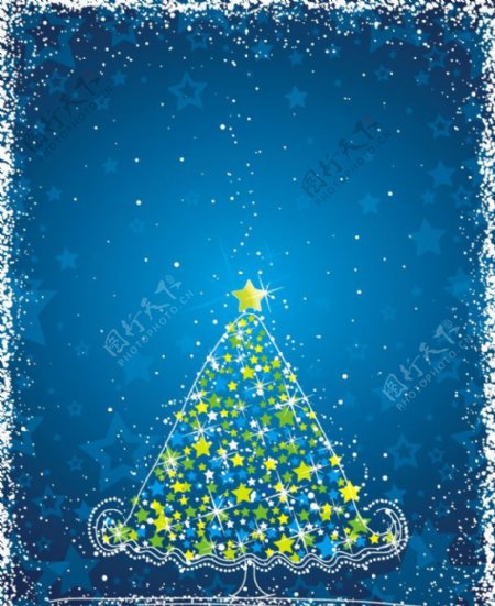圣诞背景星星圣诞树图片