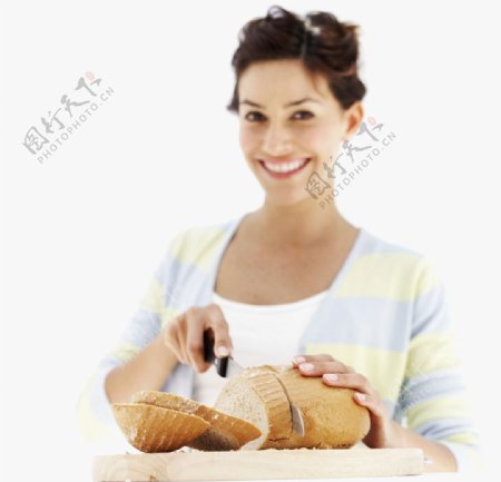 切面包的美女图片