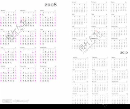 20082010年日历图片