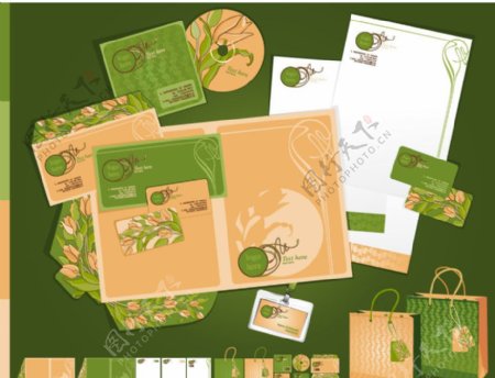 绿色自然花纹花朵企业形象设计矢量图片