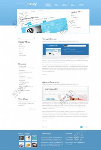 蓝色经典网页模板图片
