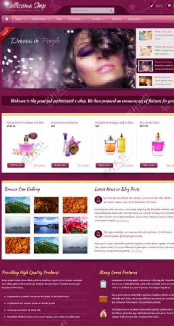 女性化妆用品网页模板图片