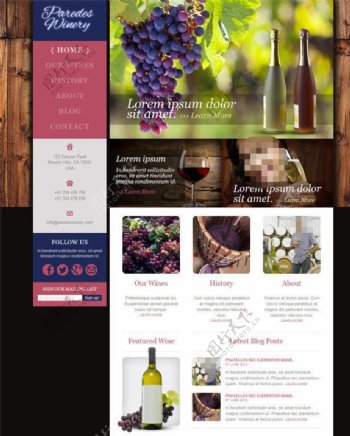 木纹红酒企业网站模板图片