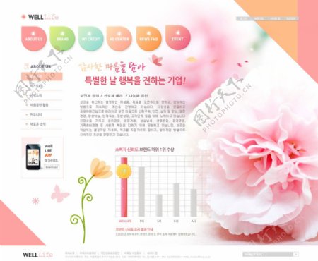 韩式粉嫩女性类网页PSD模板图片