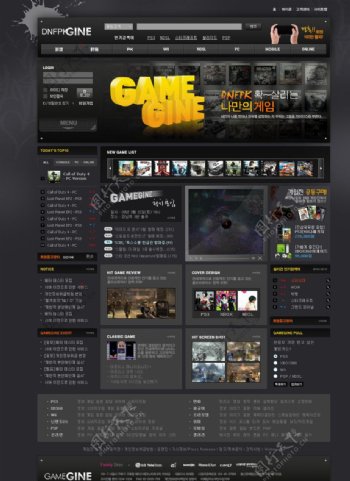黑色游戏门户网站模板图片