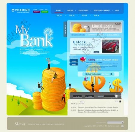 韩国理财网站网页模板图片
