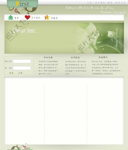 浅绿色清爽网页模板图片