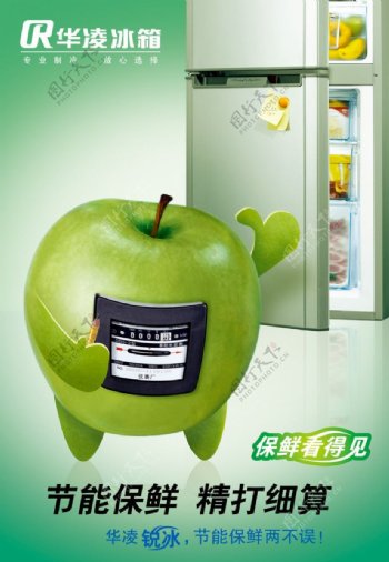 华凌苹果节能保鲜冰箱图片