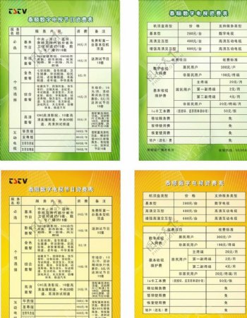 数字电视资费表图片