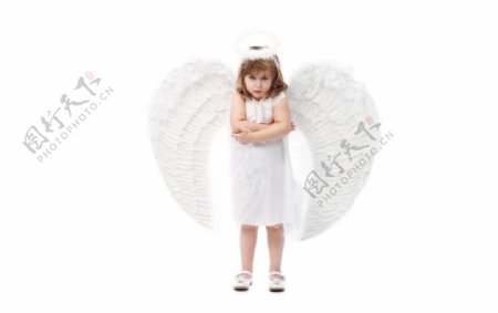 打扮成小天使的可爱小女孩图片