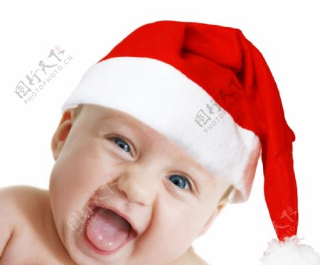 带圣诞帽高兴的婴儿宝宝图片