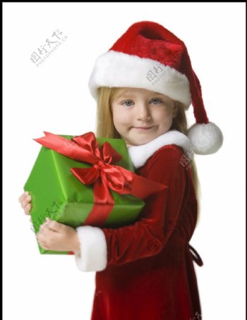 圣诞礼盒漂亮小女孩图片