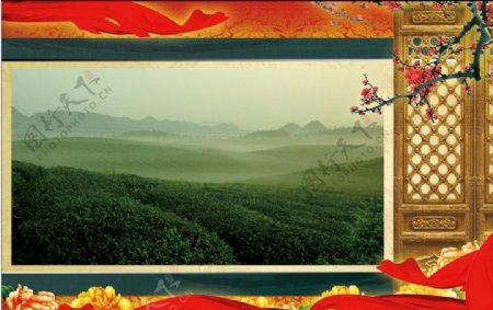 茶园茶乡画框图片