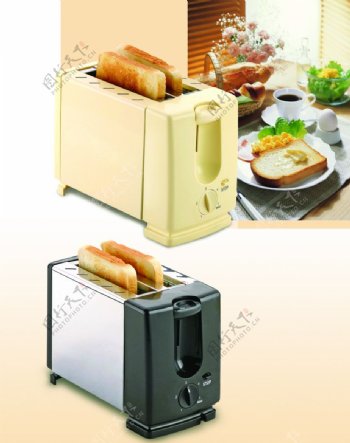 烘烤炉烤出香喷喷的面包图片