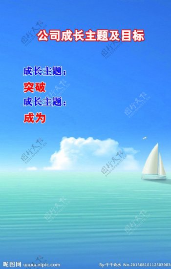 清新帆船蓝天底版图片