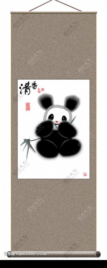 熊猫水墨画图片