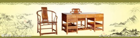 红木家具书桌椅中国风图片