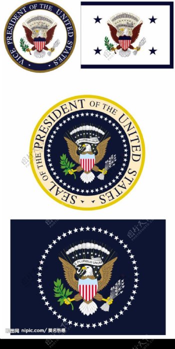美国总统副总统徽章和旗帜图片
