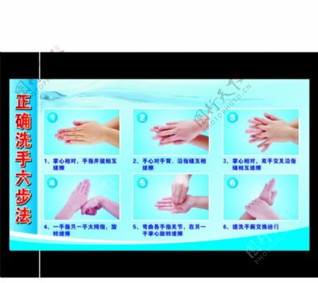 正确洗手六步法图片