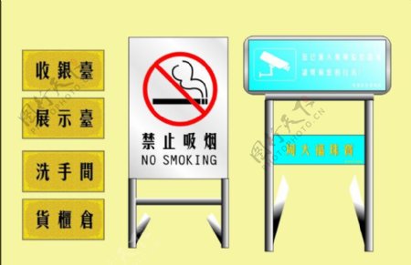 禁烟门牌监控标志图片