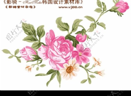 单朵艳丽配色花纹0051