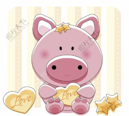 可爱的小猪与心脏