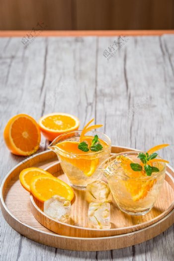 甜橙橙子冰沙饮料