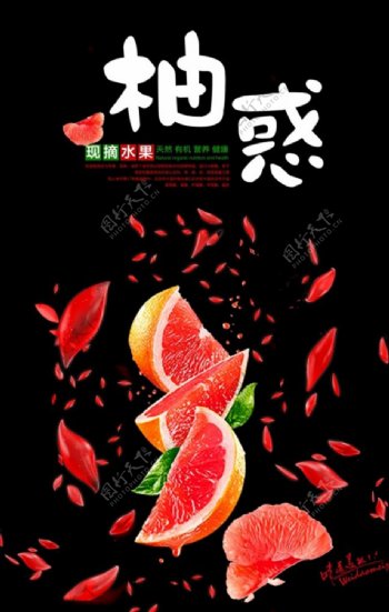 诱人柚子水果海报
