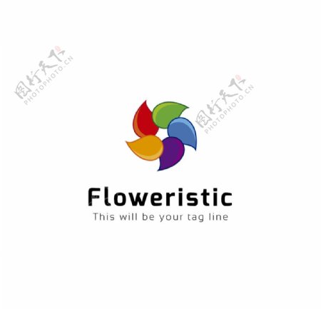 彩色花卉商业徽标