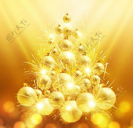 金色圣诞球组合圣诞树