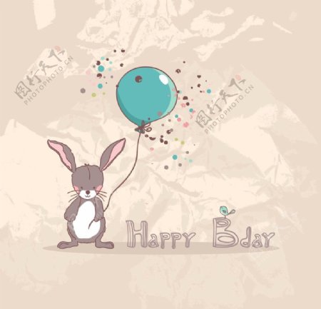 卡通小兔气球素材