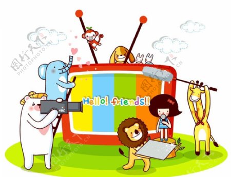 卡通动物乐园背景素材