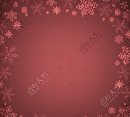 暗红色雪花边框背景矢量素材