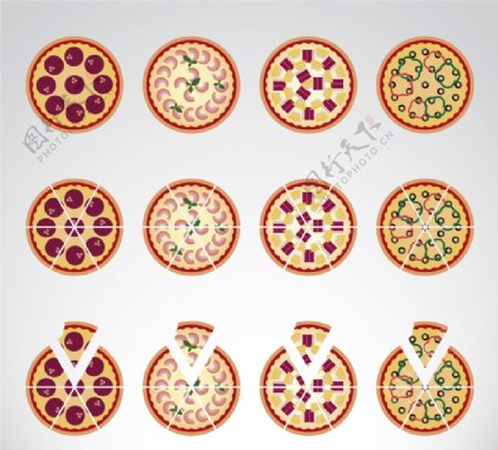 彩色披萨片
