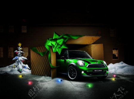 圣诞节MINI汽车海报