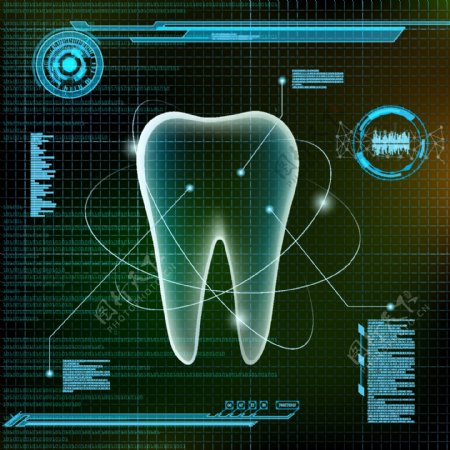 科技元素牙齿广告设计矢量素材