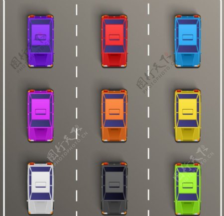 彩色轿车交通阻塞背景矢量素材