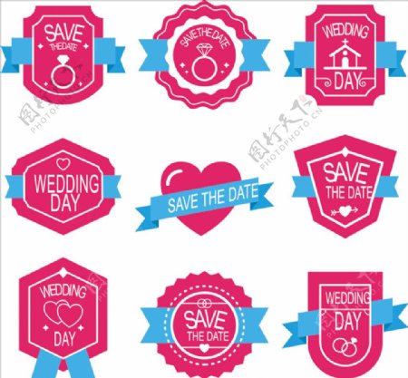 婚礼标签粉色标签飘带