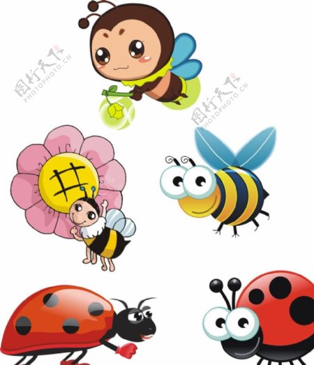卡通蜜蜂七星瓢虫