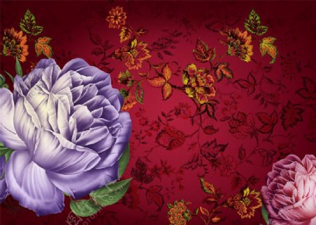紫色月季唯美油画装饰画