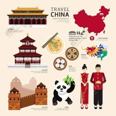 扁平卡通旅游素材中国