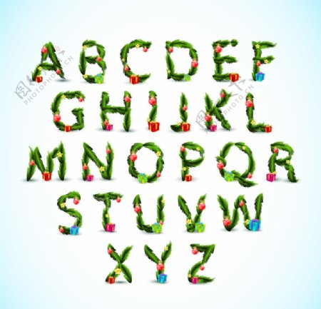 绿色松枝字母