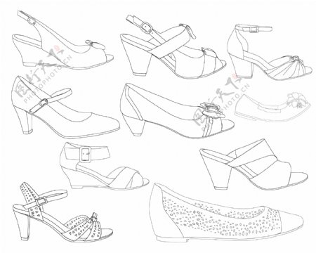 女鞋线稿图