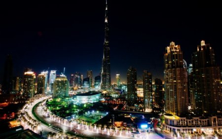 迪拜建筑夜景