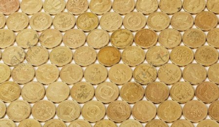 排列整齐的金色硬币